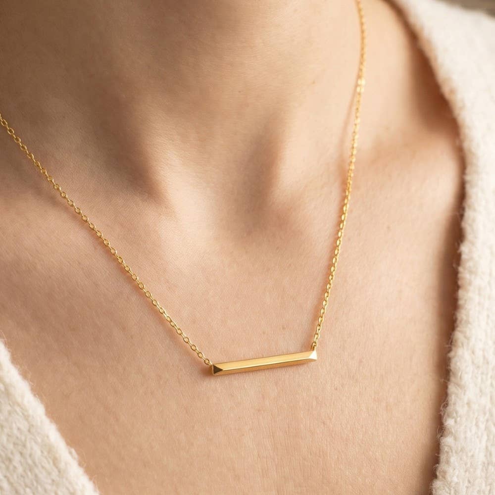 Stifler Dainty Minimal Gold Bar Pendant Necklace