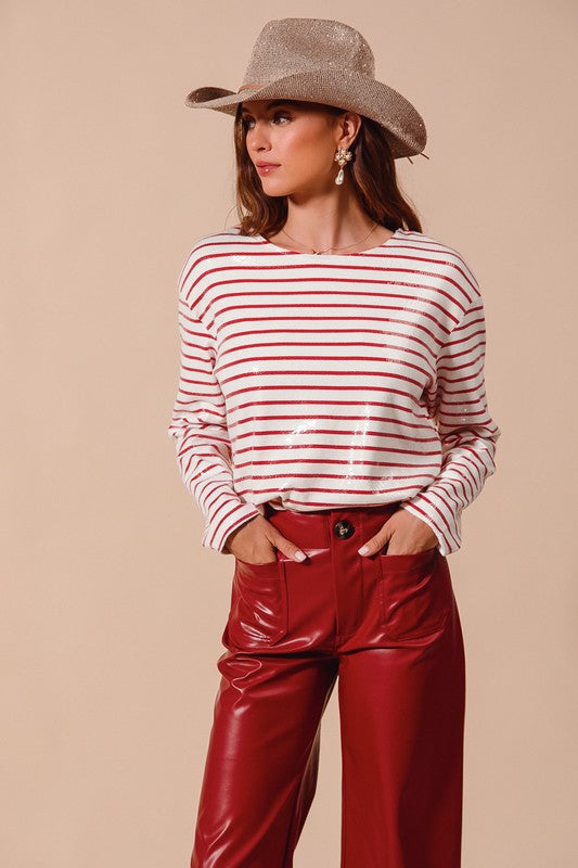 Haley Sequin Stripe Top FINAL SALE