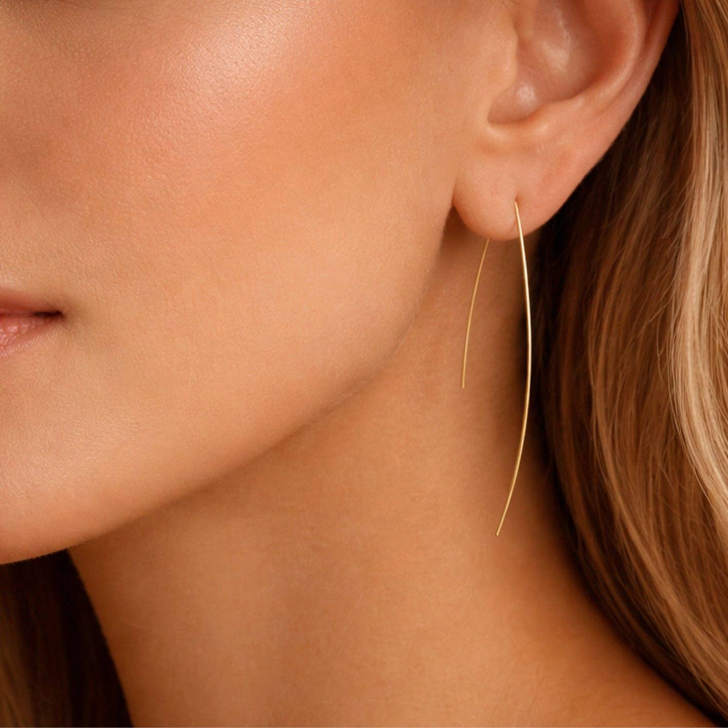 Arla 18K Gold Long Threader Earrings