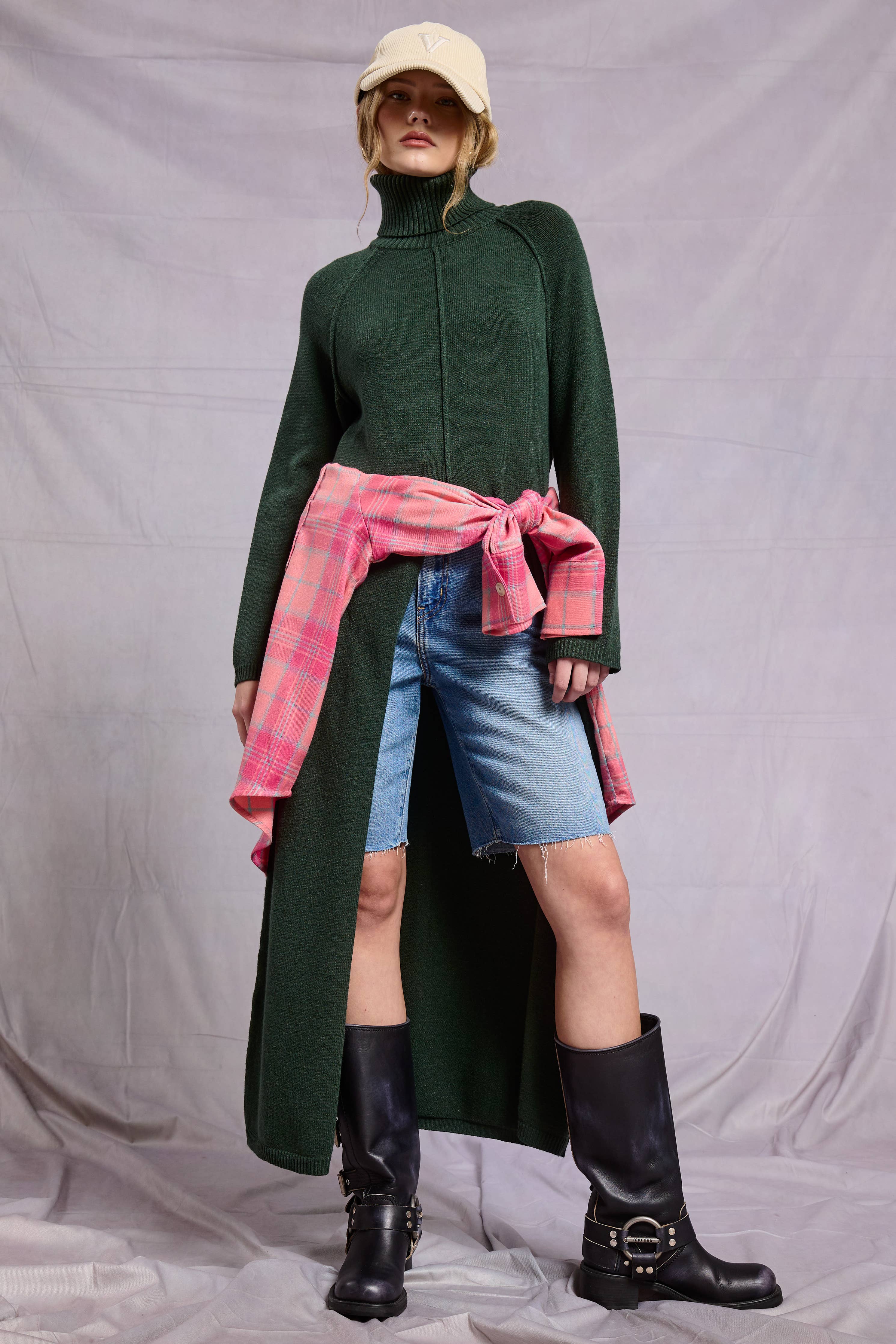 Vale Ribbed Turtleneck Tunic Sweater