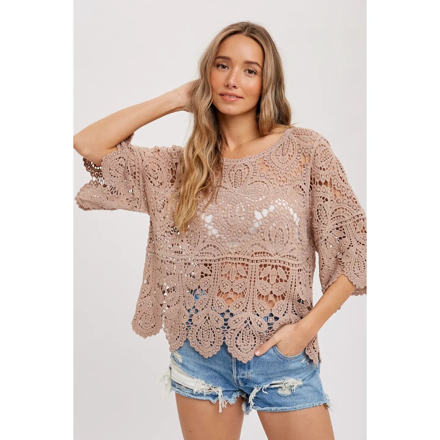 Vivica Mocha Crochet Top