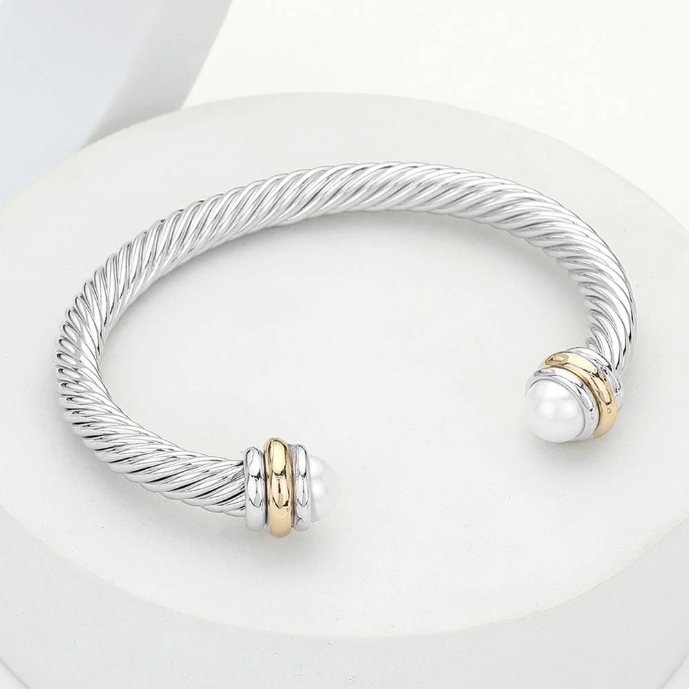 Stone Tip Twisted Rope Cuff Bracelet (2 Colors!)