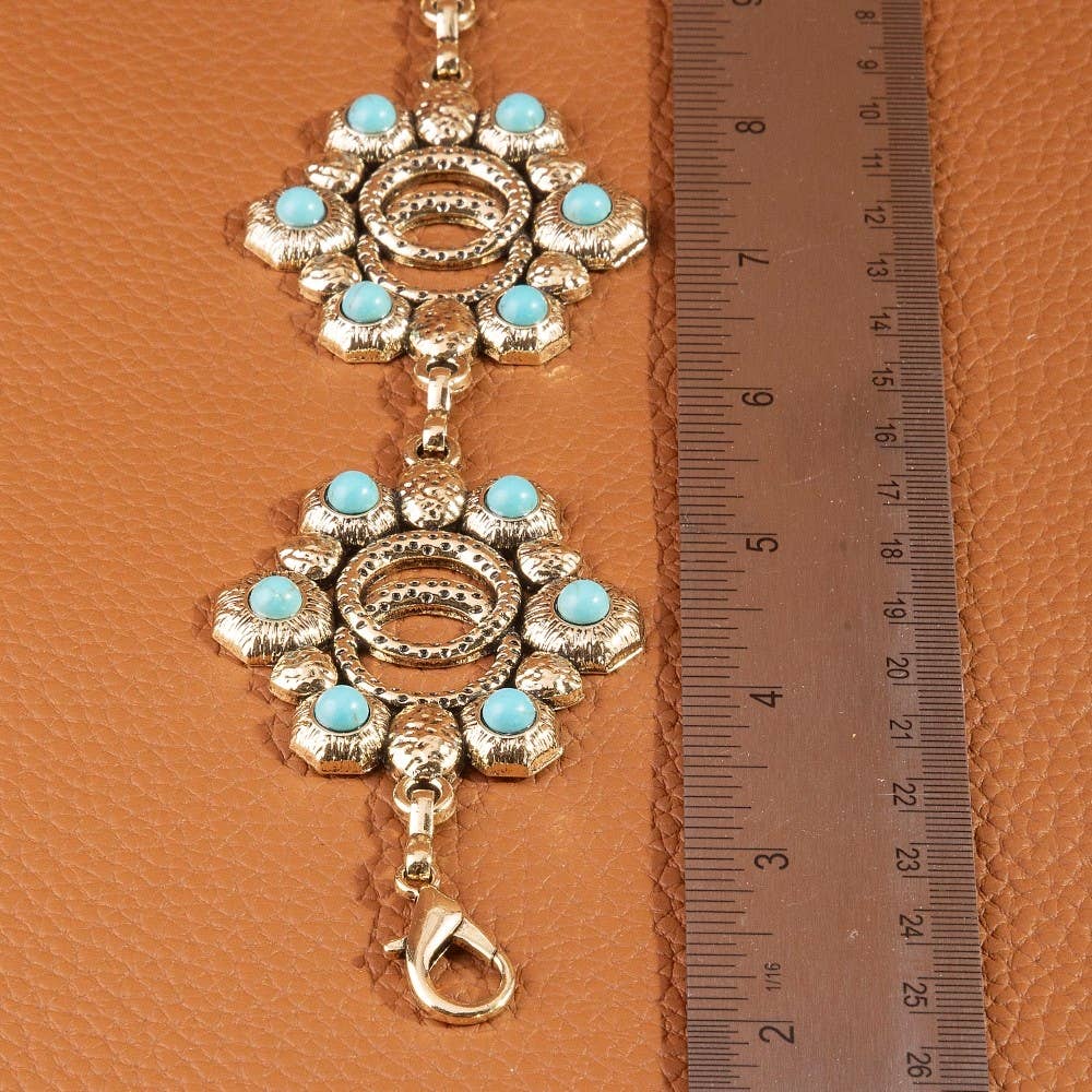 Abba Turquoise Floral Concho Chain Belt