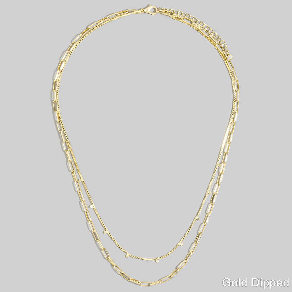 Allessa Gold Dipped Layered Mixed Chain Necklace (2 Colors!)