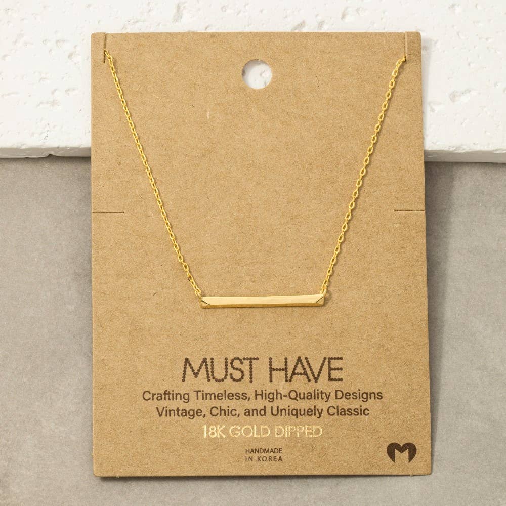 Stifler Dainty Minimal Gold Bar Pendant Necklace