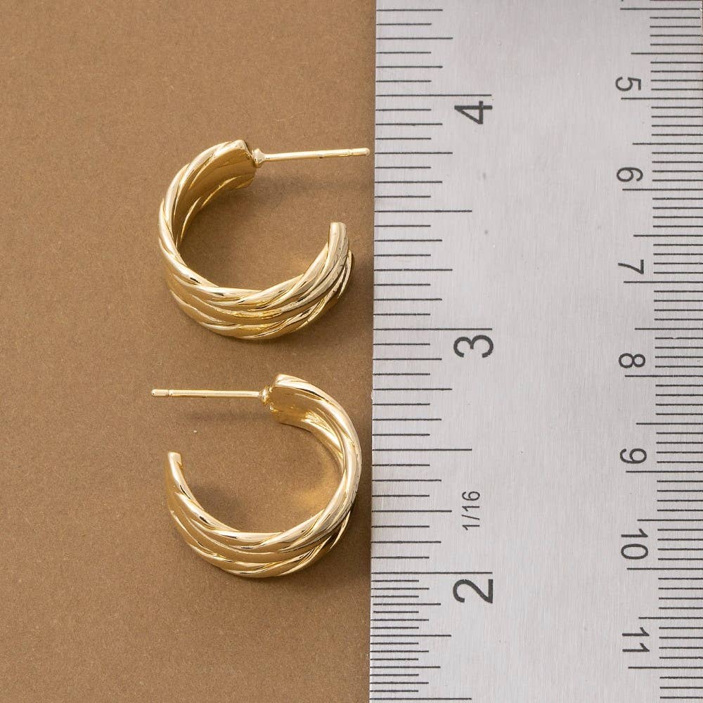 Bider Gold Triple Twisted Rope Hoop Earrings