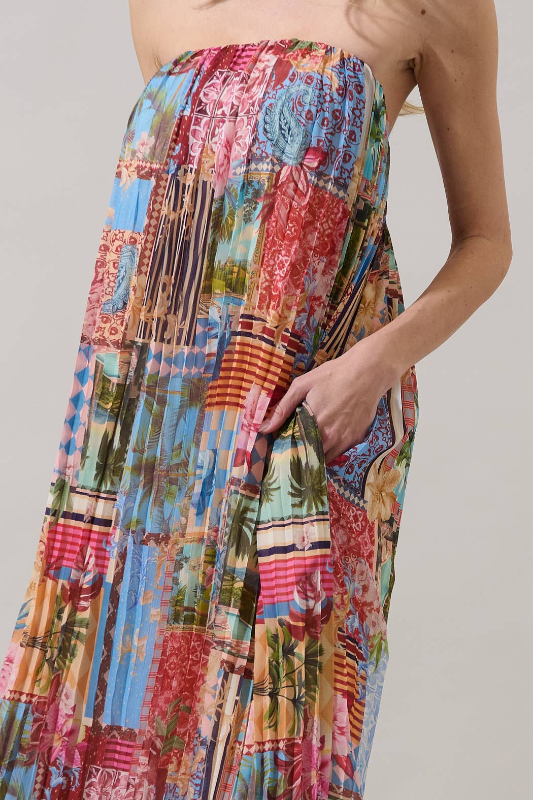 Melani Mix Isabela Pleated Maxi Dress FINAL SALE