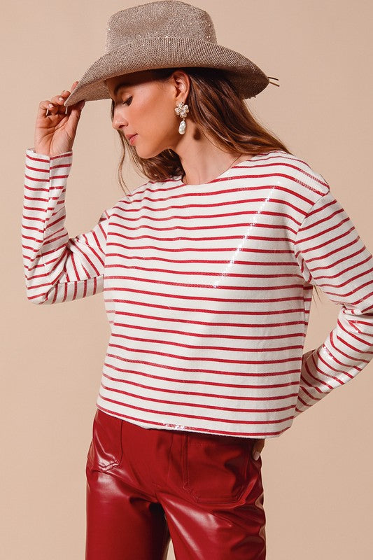 Haley Sequin Stripe Top FINAL SALE