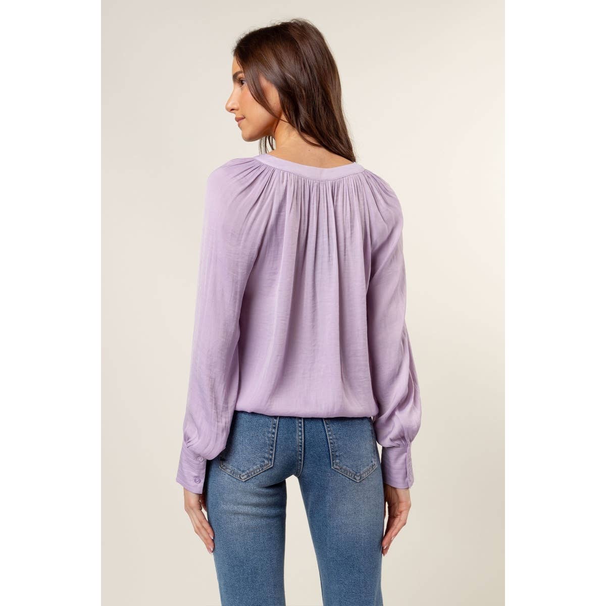 Bliss Billowy Gathered V-neck Blouse FINAL SALE