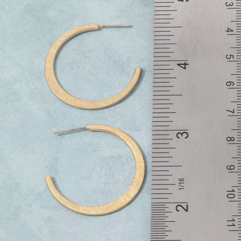 Arma Bushed Texture Gold Hoop Earrings