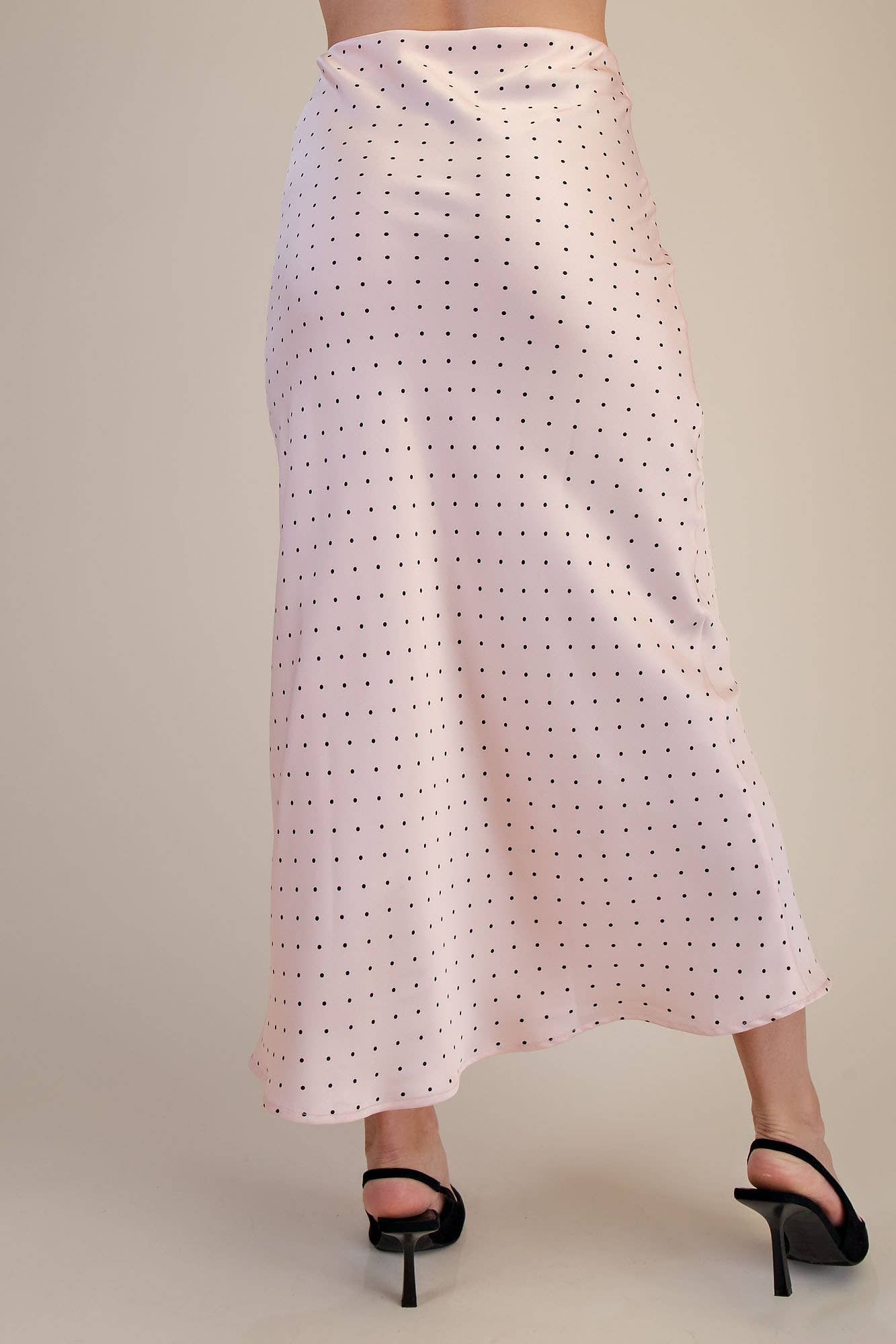 Morgan Dot Waist Elastic Band Midi Skirt