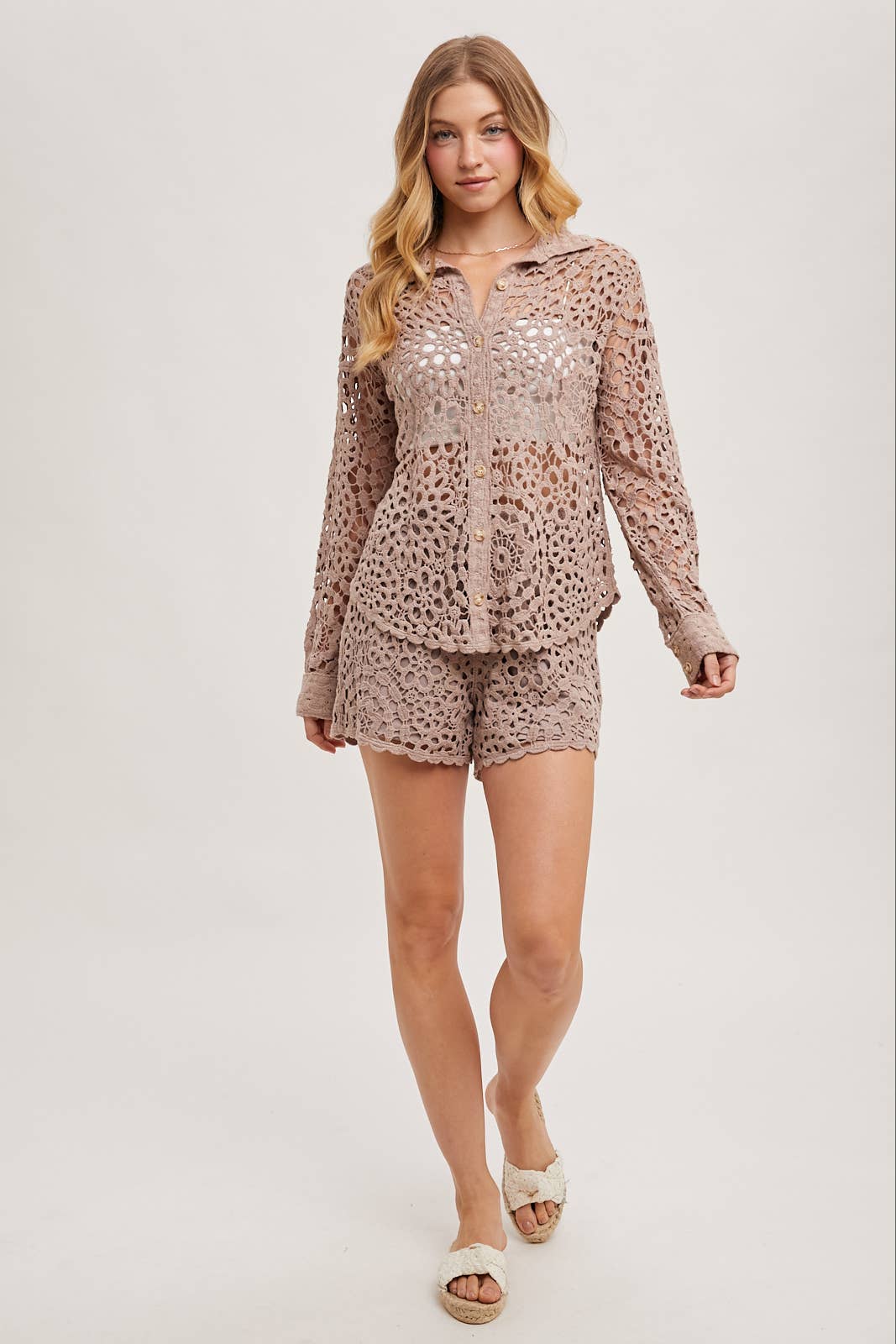 Villa Crochet Button Down Shirt