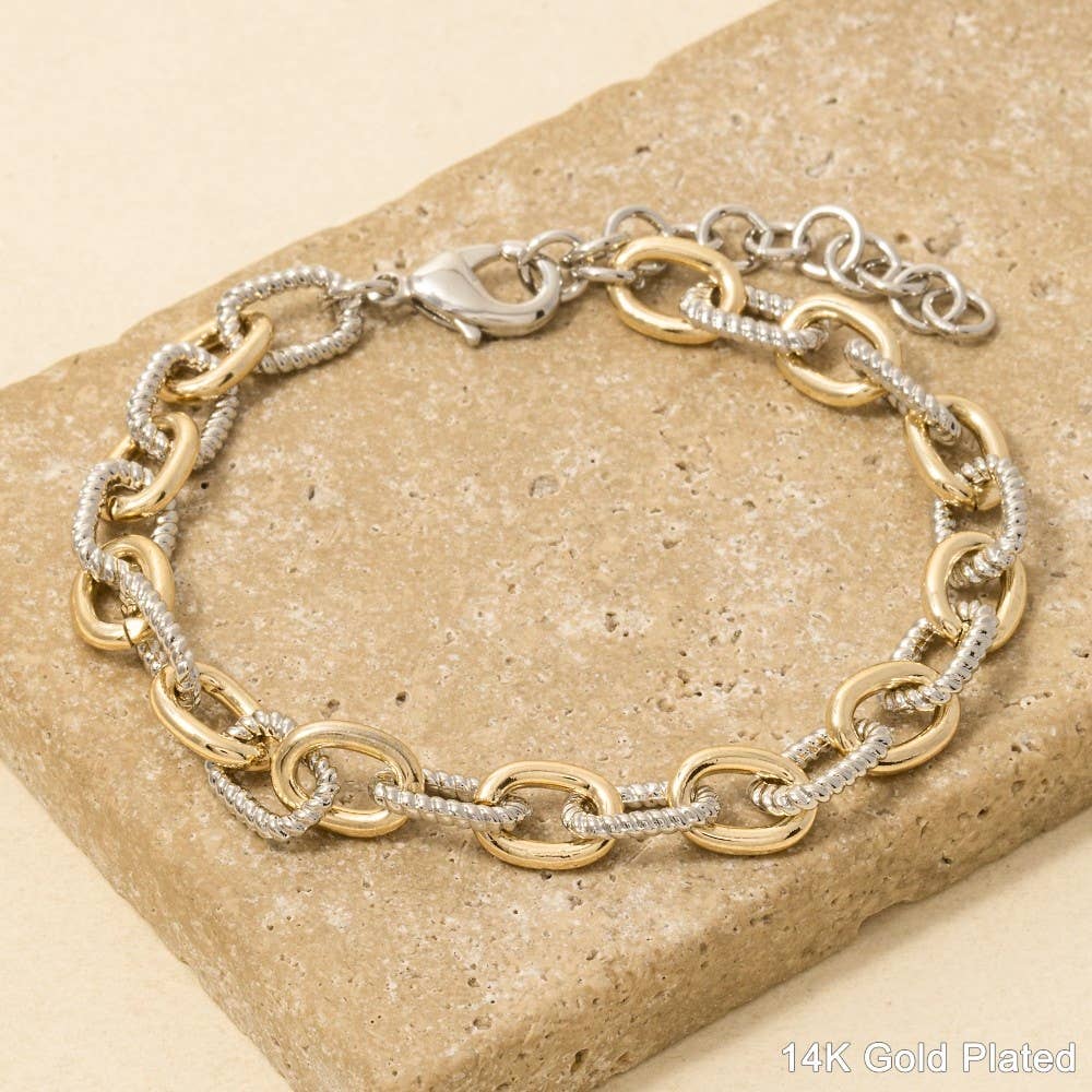 Alba Gold Plated Two Tone Chain Bracelet