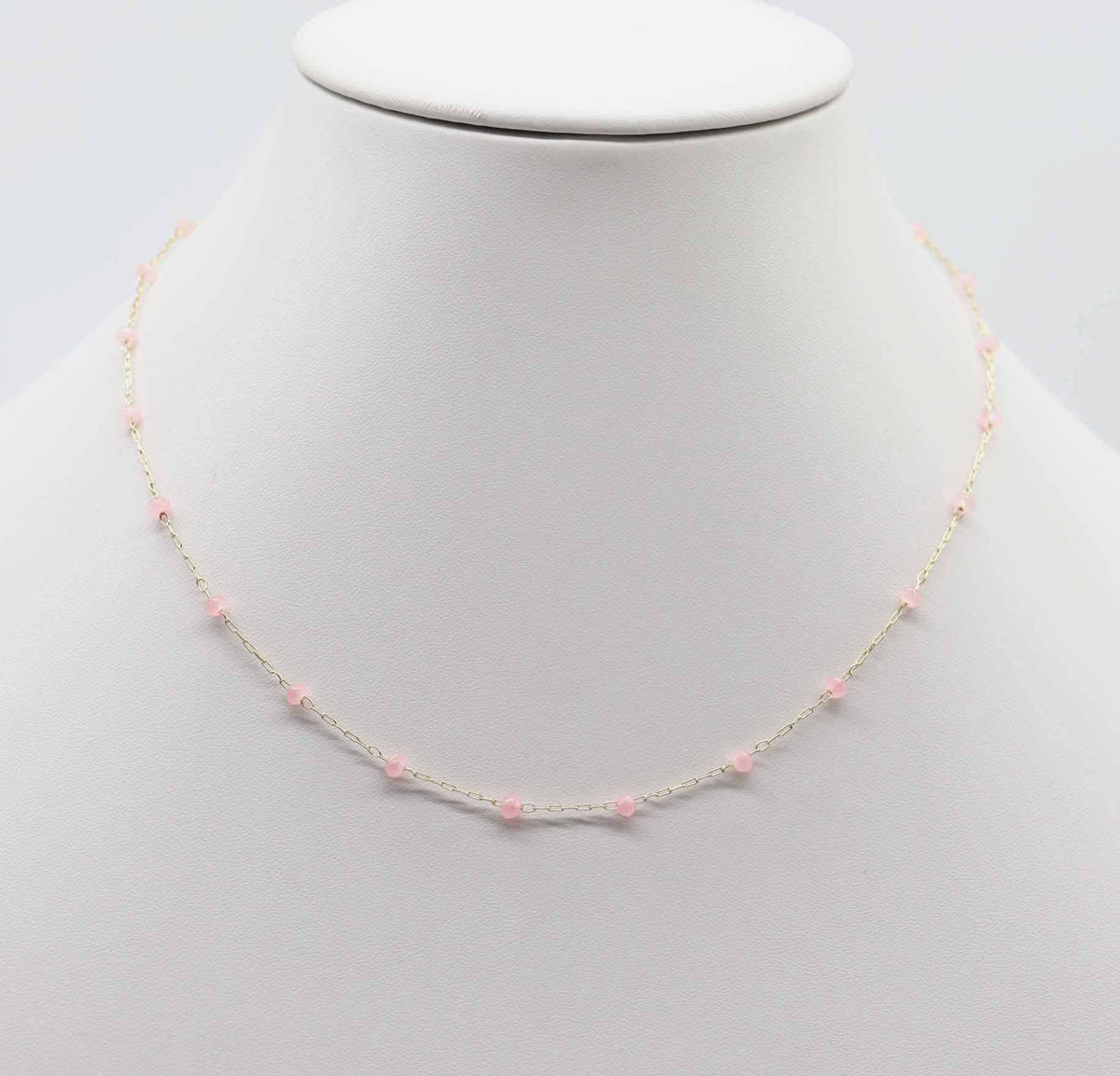Della Pink Beaded Link Chain Necklace