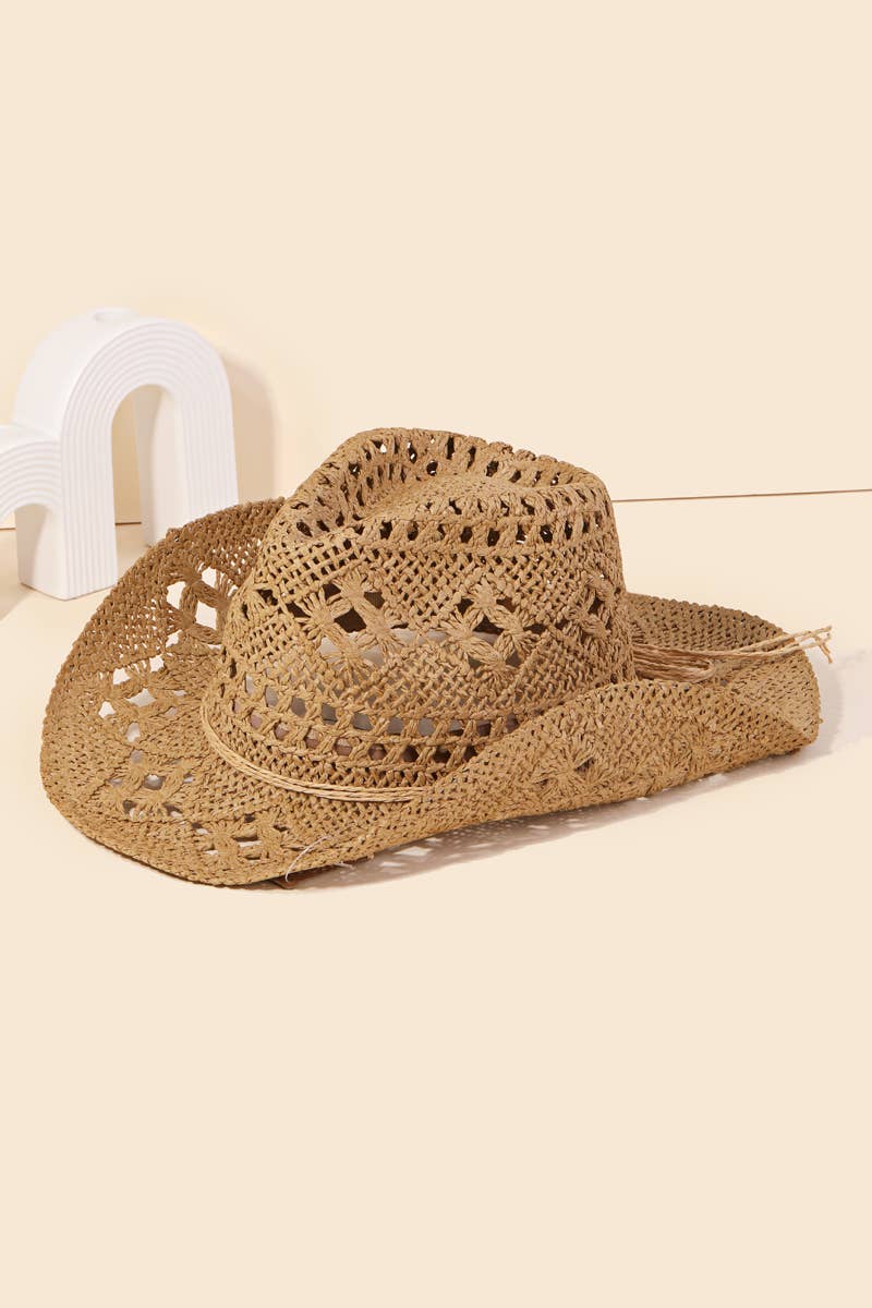Western Straw Braided Cowboy Sun Hat