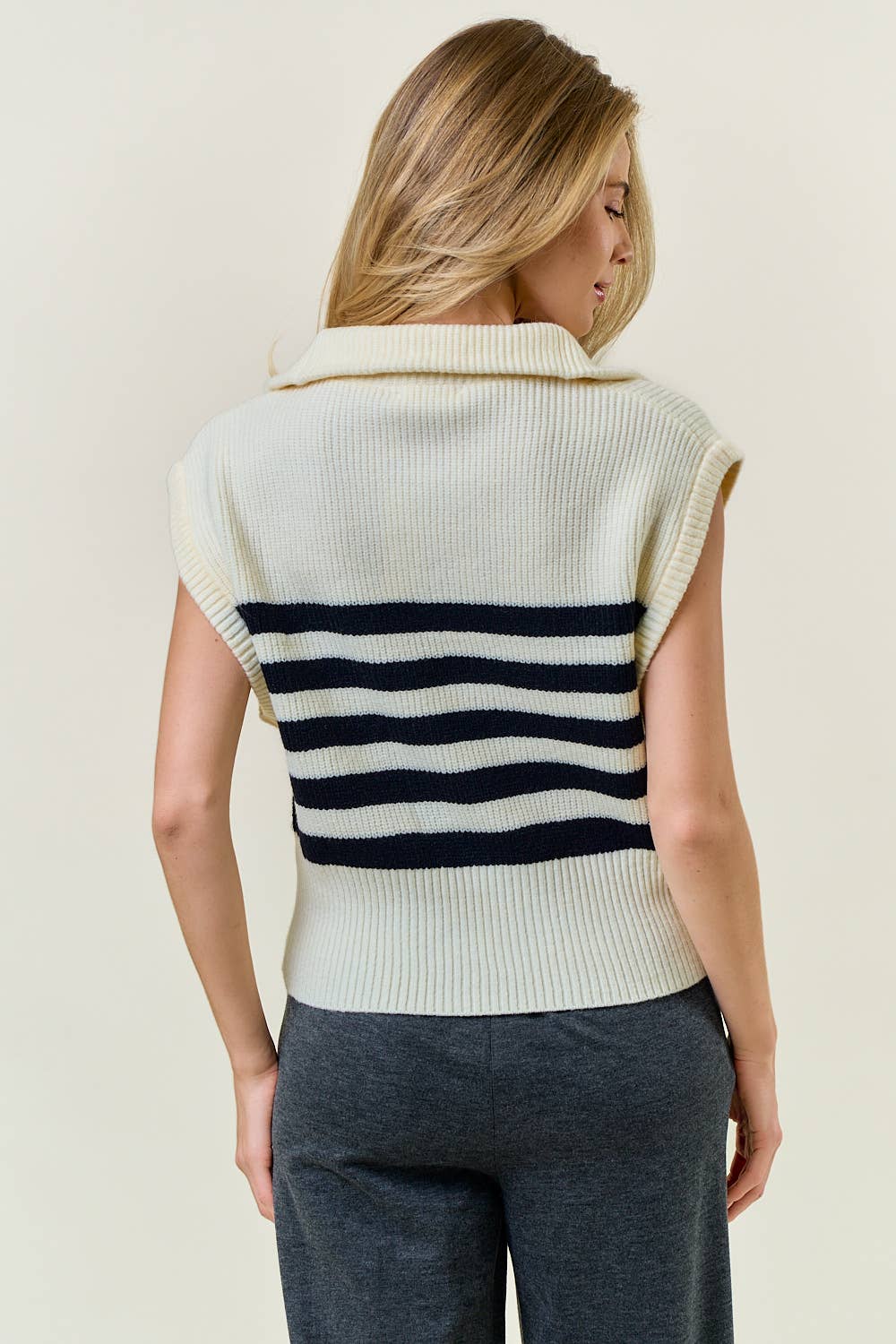 Sonja Stripe Zip Top