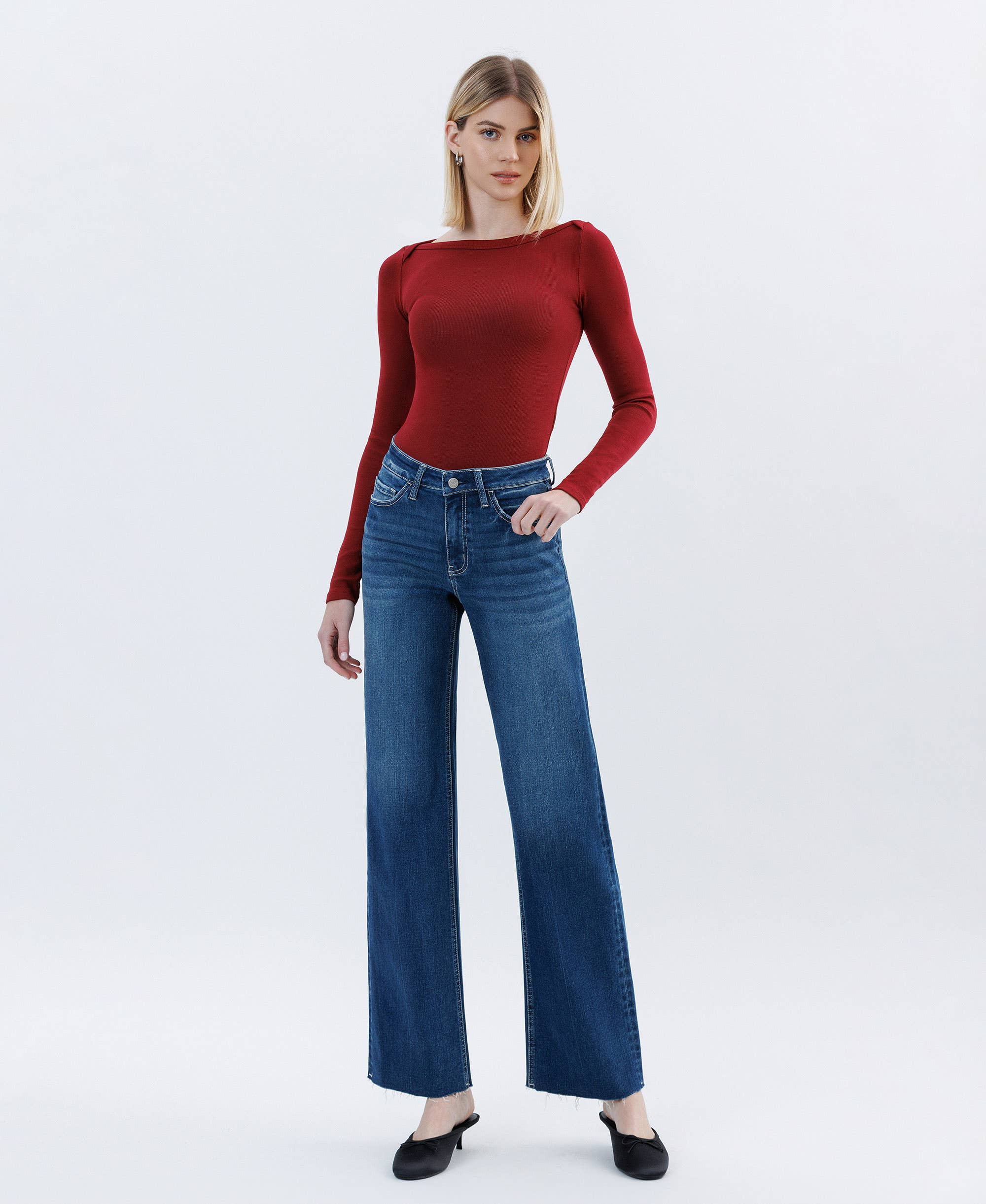 Vervet Auburn High Rise Raw Hem Slim Jeans