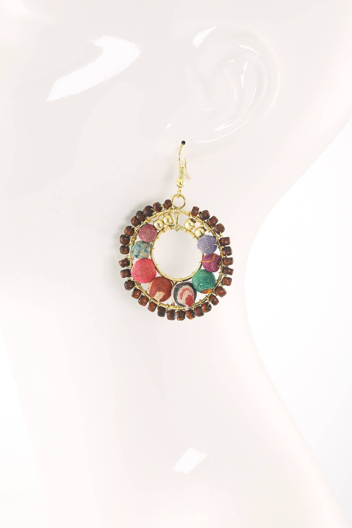 Handmade Circular Beaded Hoop Earrings