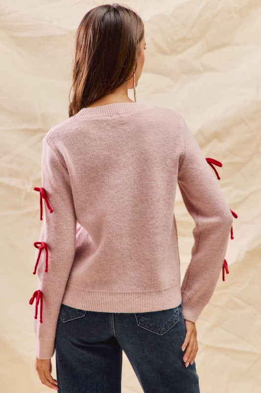 Santa Baby Bow Sweater Top -Large Only! FINAL SALE