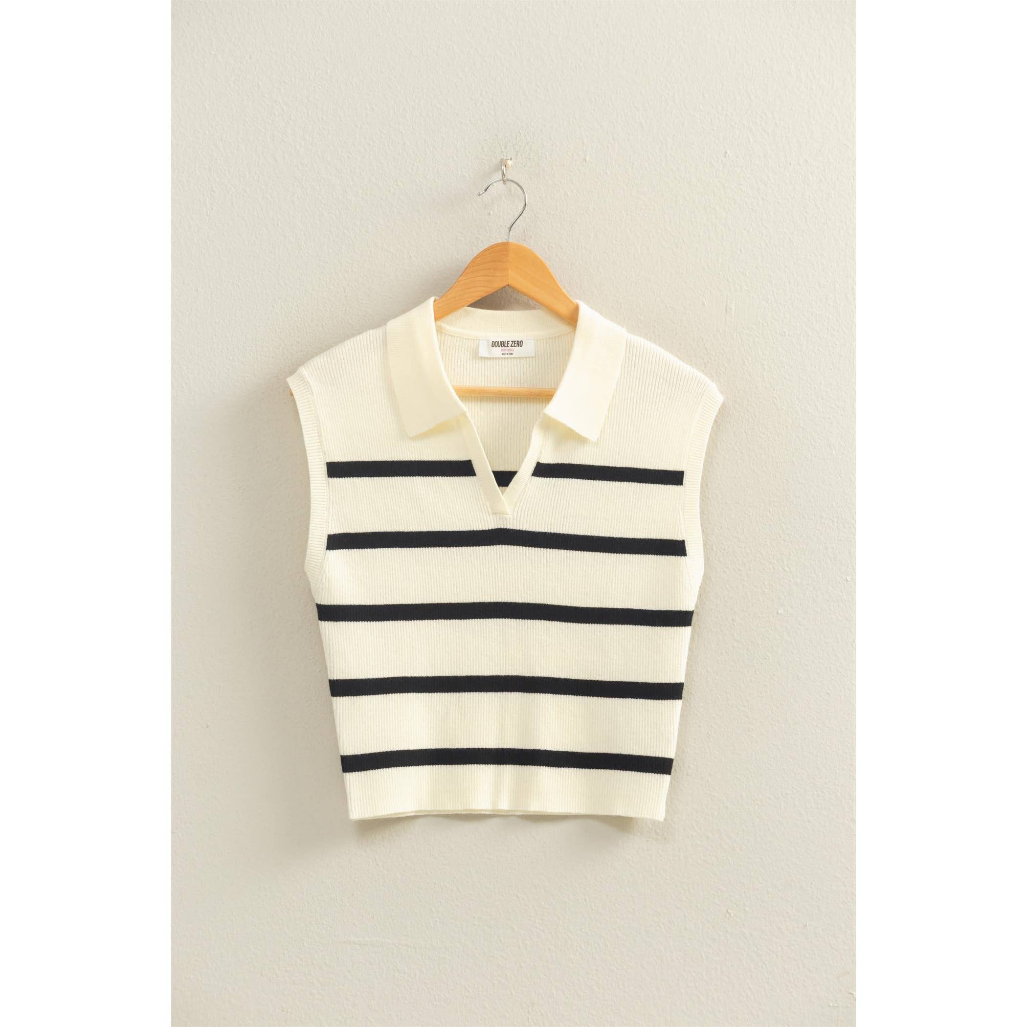Coco Collared Striped Polo Vest