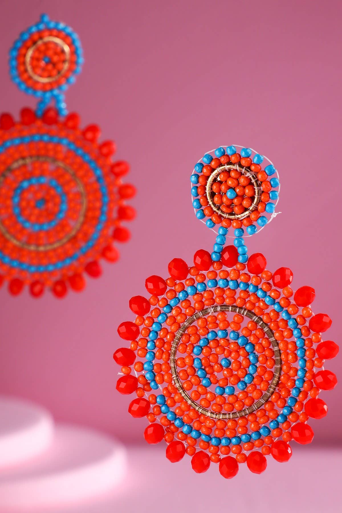 Sawyer Seed Bead Round Disc Drop Earring