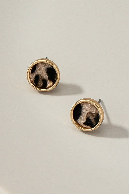 Henry Leopard Brown Stud Earrings