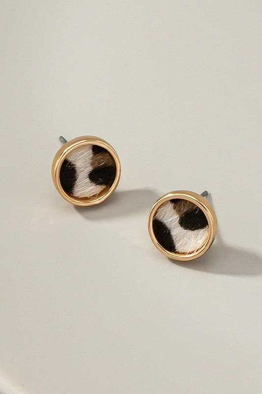 Henry Leopard Cream Stud Earrings