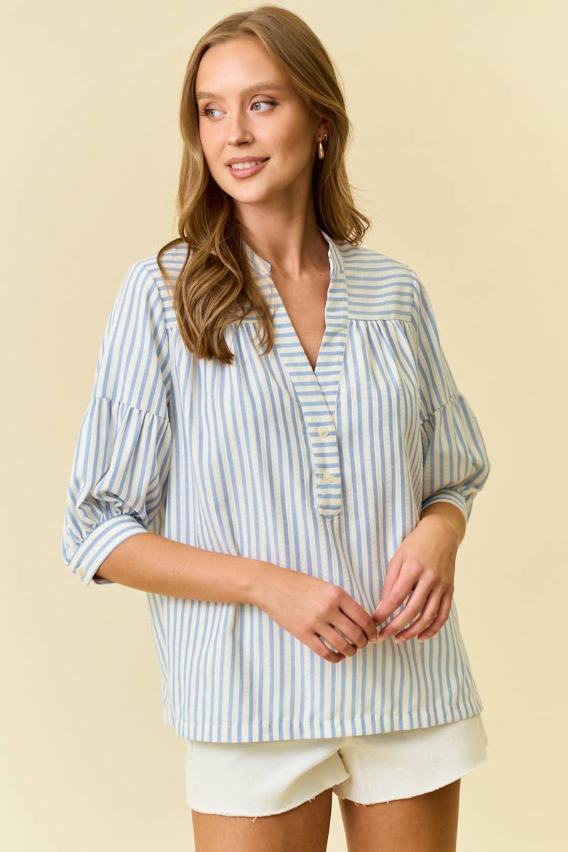 Loretta Stripe Puff Sleeve Top