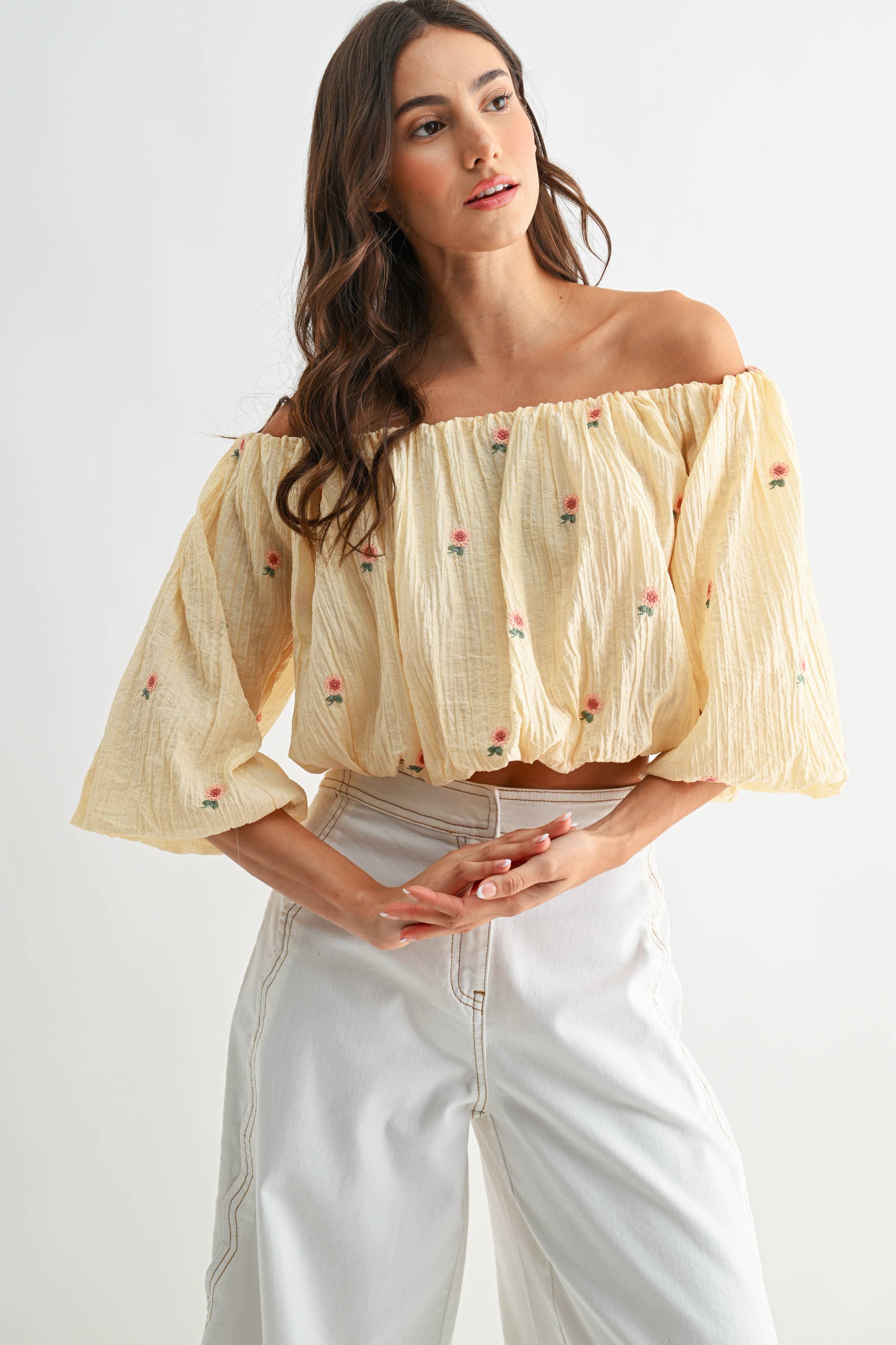 Viktor Off-Shoulder Floral Embroidered Blouse