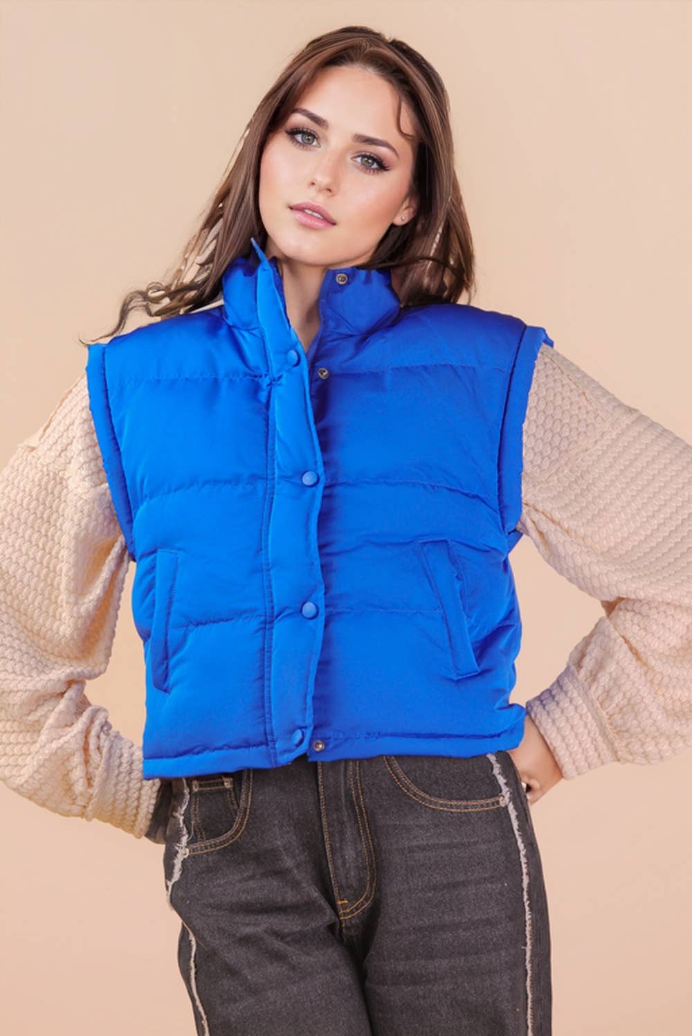 Voy Mock Neck Casual Puffer Vest