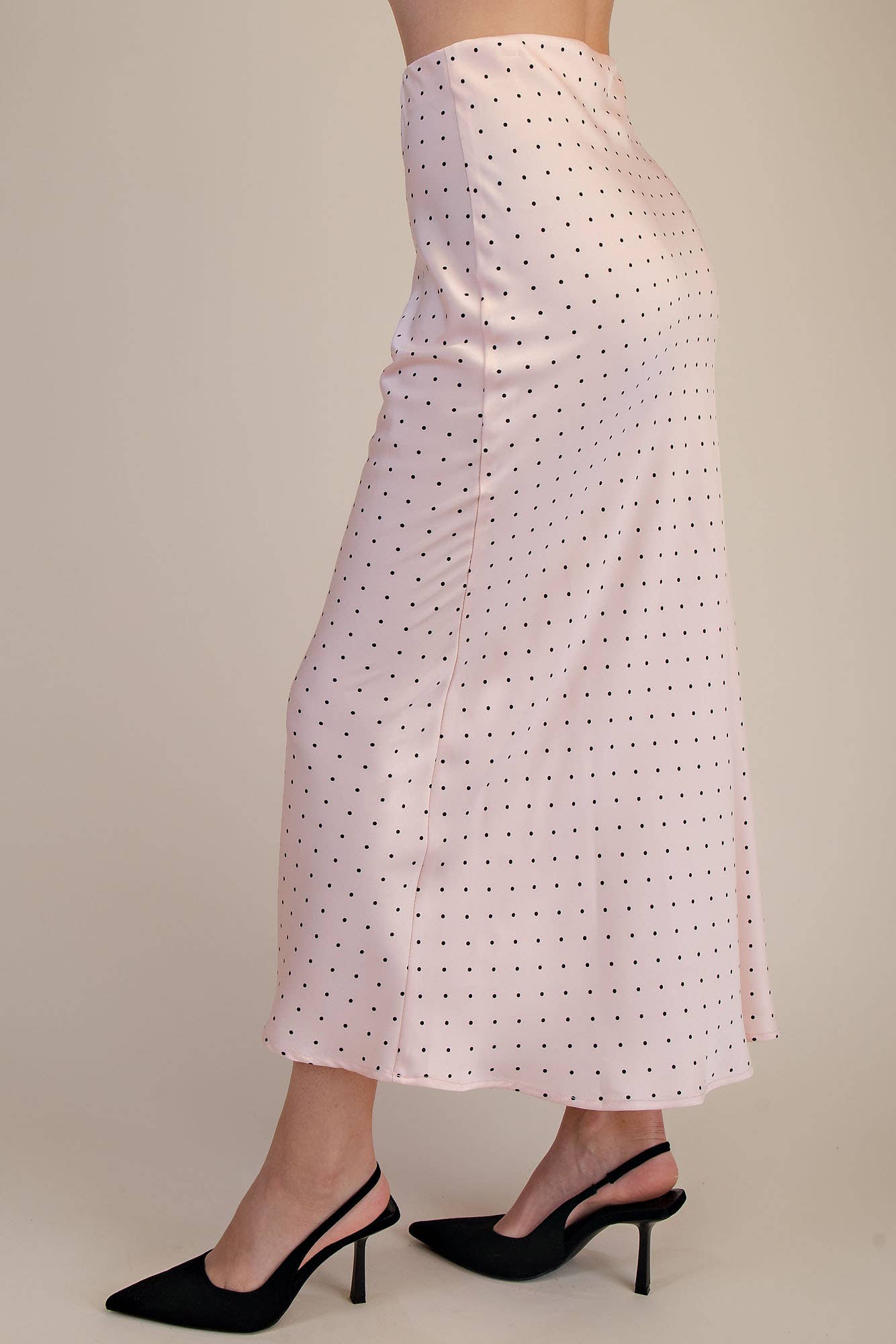 Morgan Dot Waist Elastic Band Midi Skirt