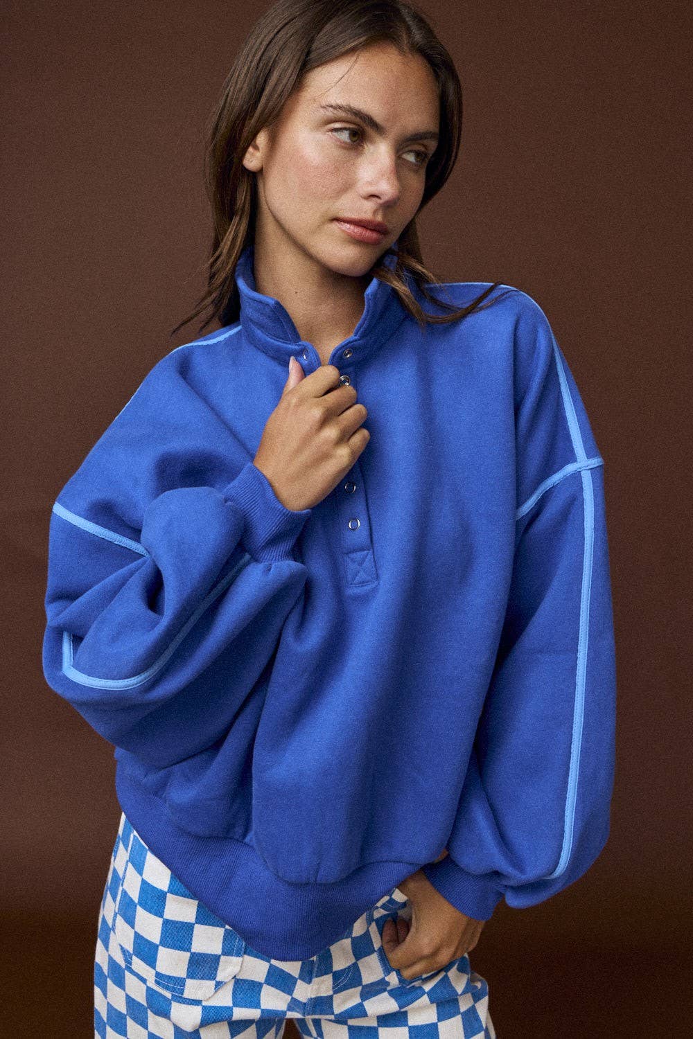 Alexa Contrast Piping Pullover