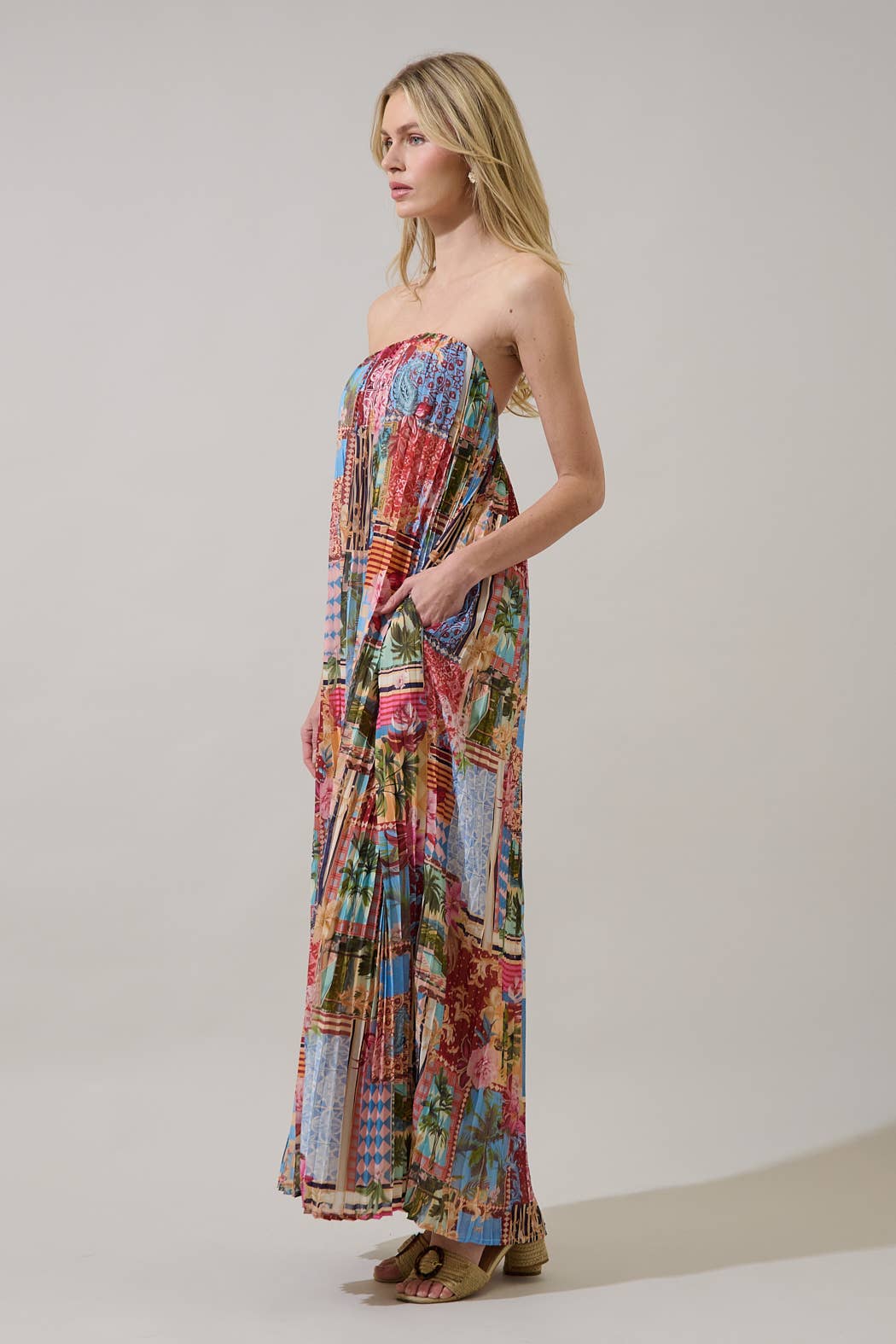 Melani Mix Isabela Pleated Maxi Dress FINAL SALE