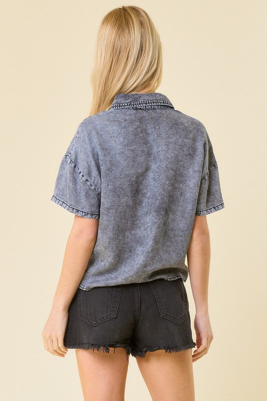 Carol Pleated Crop Shirt