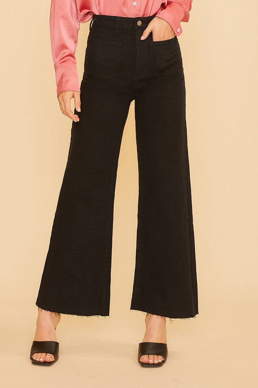 Jelly Wide Leg Black Denim Pants PREORDER