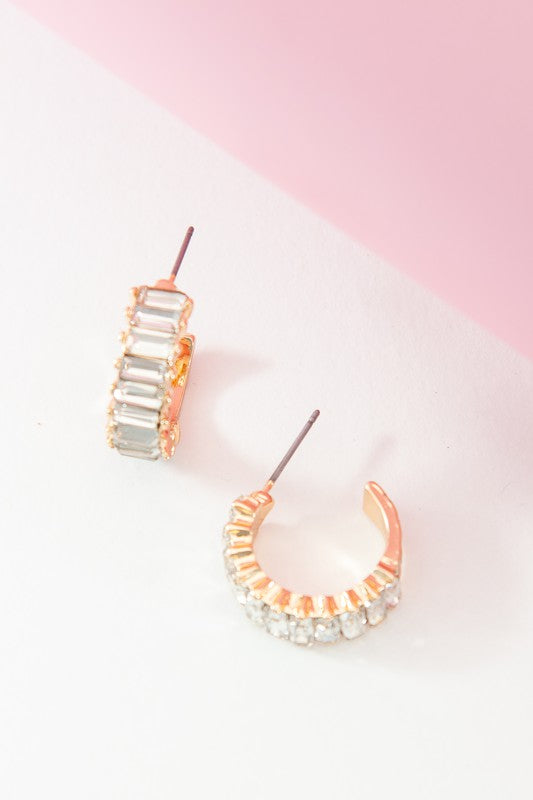 Aja Baguette Mini Hoop Earrings