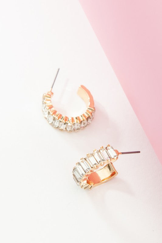 Aja Baguette Mini Hoop Earrings