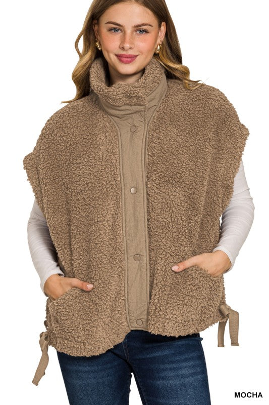 Gracie Mocha Sherpa Tie Vest
