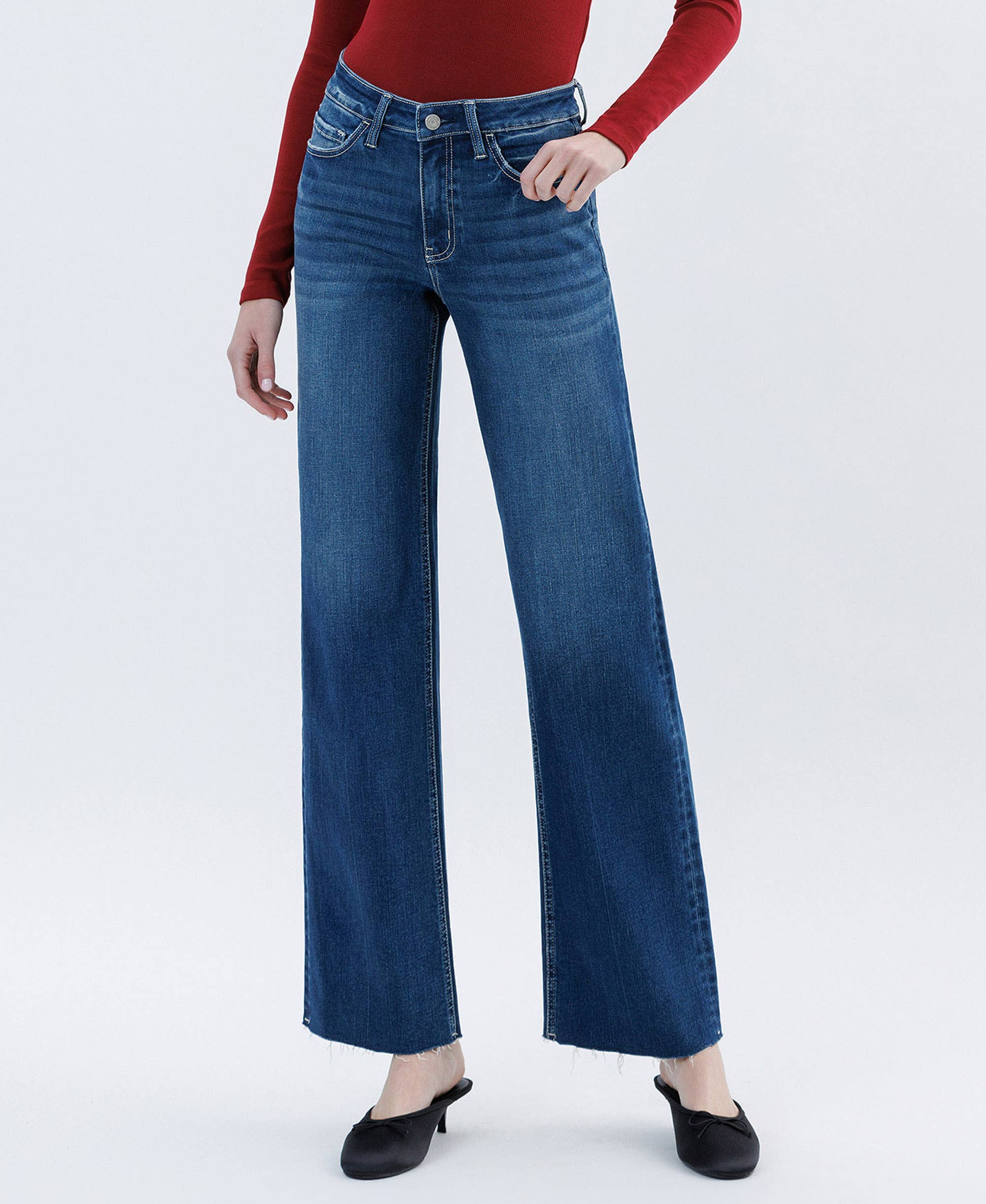 Vervet Auburn High Rise Raw Hem Slim Jeans