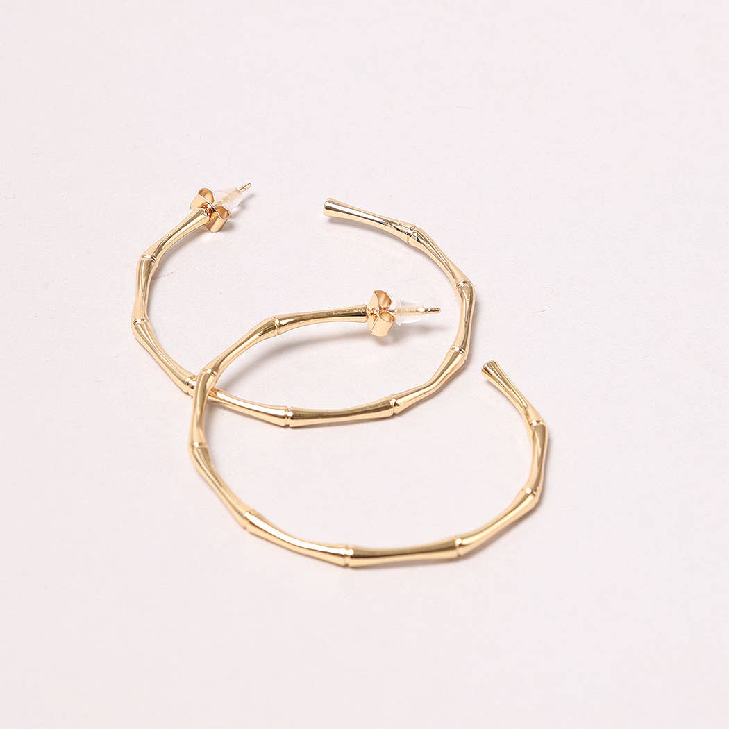 Dia 14K Gold-Dipped Textured Hoop Post Earring (2 Colors!)