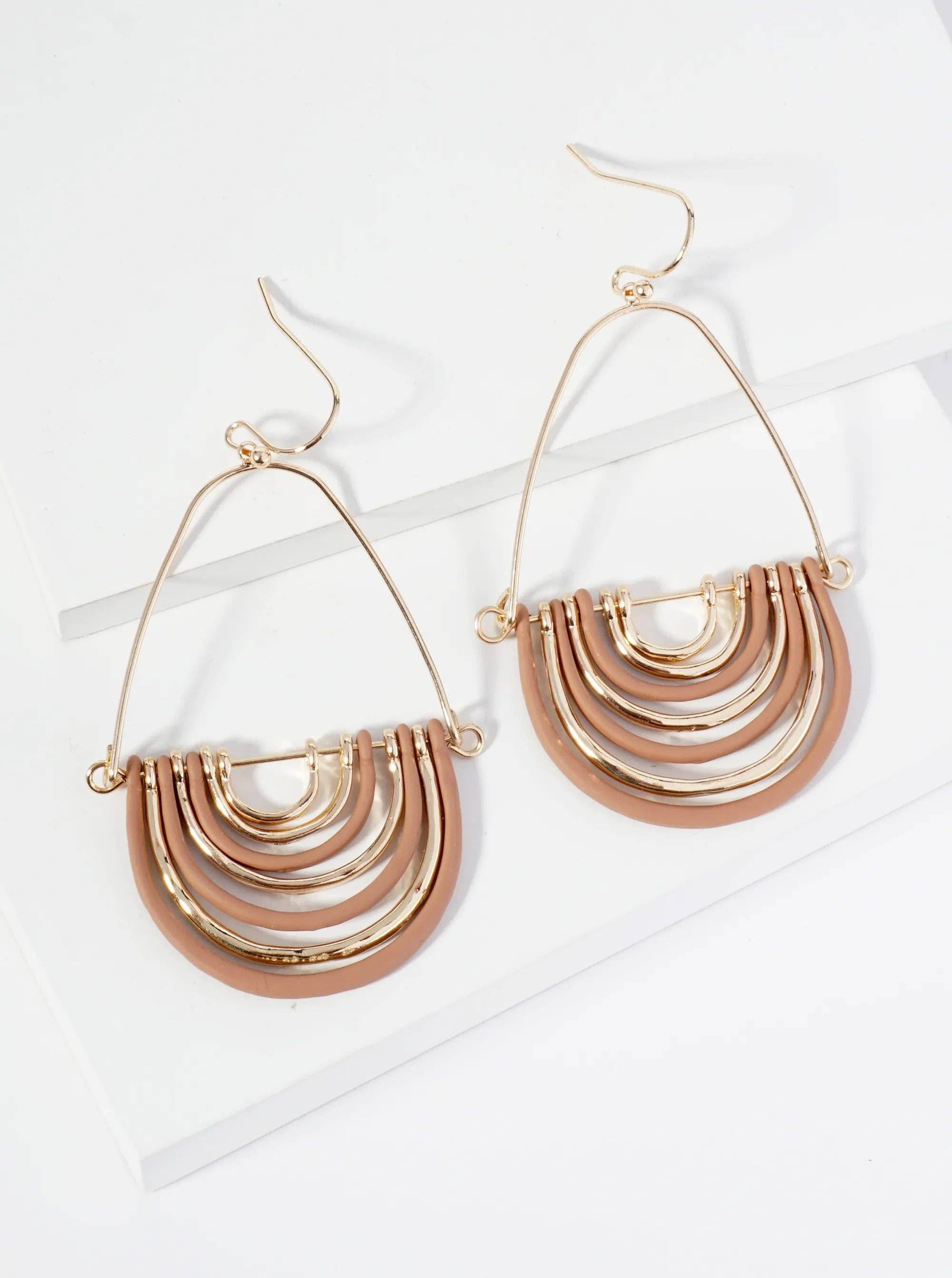 Hammered Metal Geometric Teardrop Dangle Earrings
