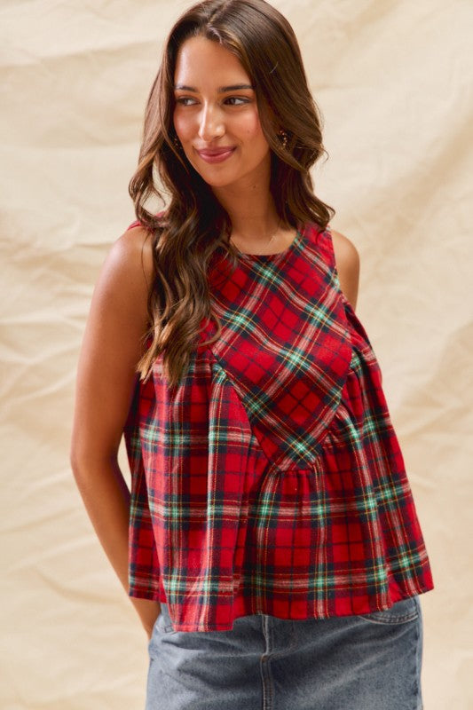 Rudolph Plaid Tank Top