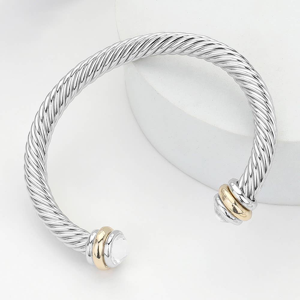 Stone Tip Twisted Rope Cuff Bracelet (2 Colors!)