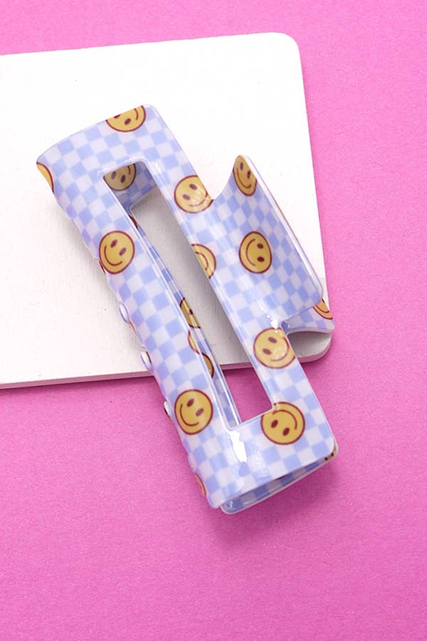 Jumbo Checker Smiley Claw Clip