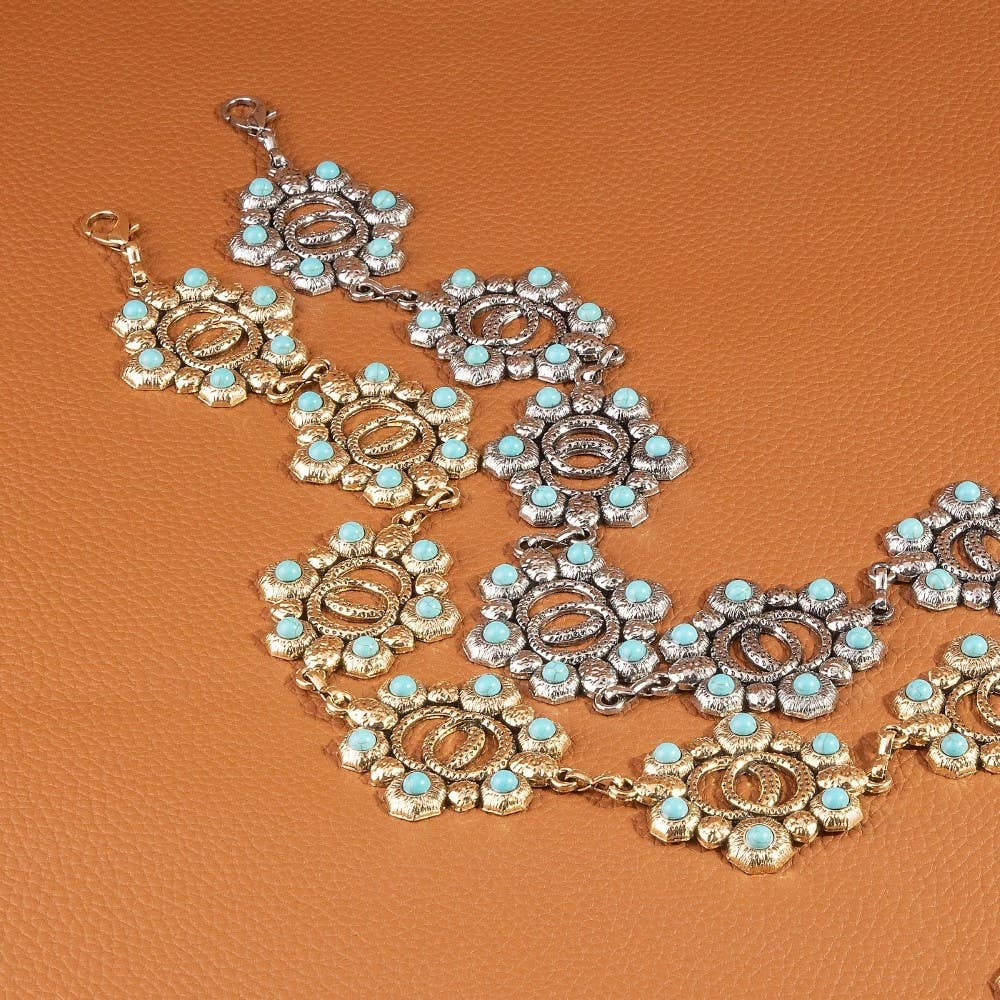 Abba Turquoise Floral Concho Chain Belt
