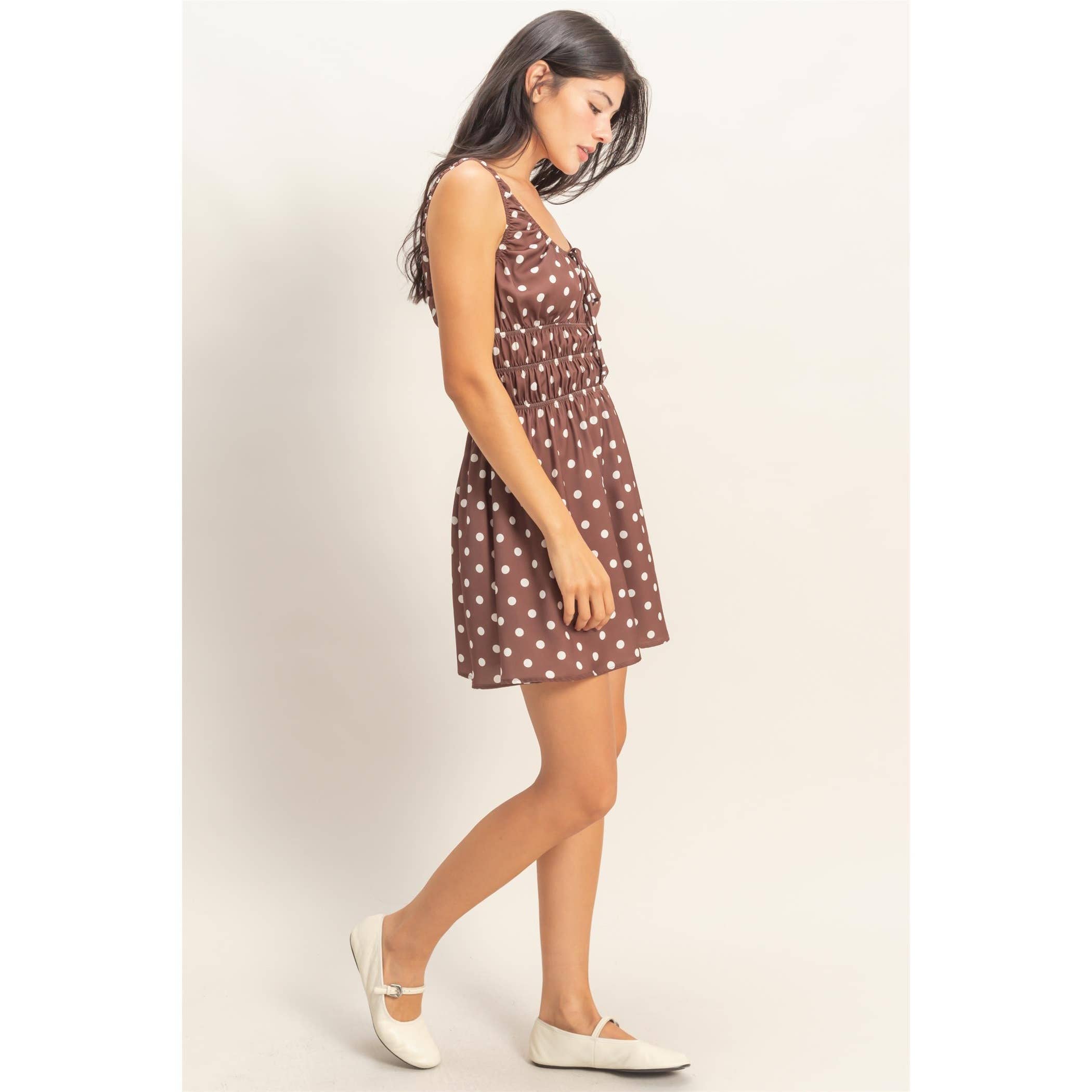 Rima Satin Polka Dot Mini Dress