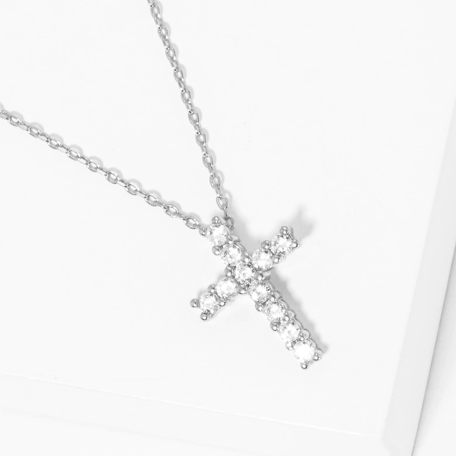 Nayme Cubic Zirconia Gold Dipped Cross Necklace