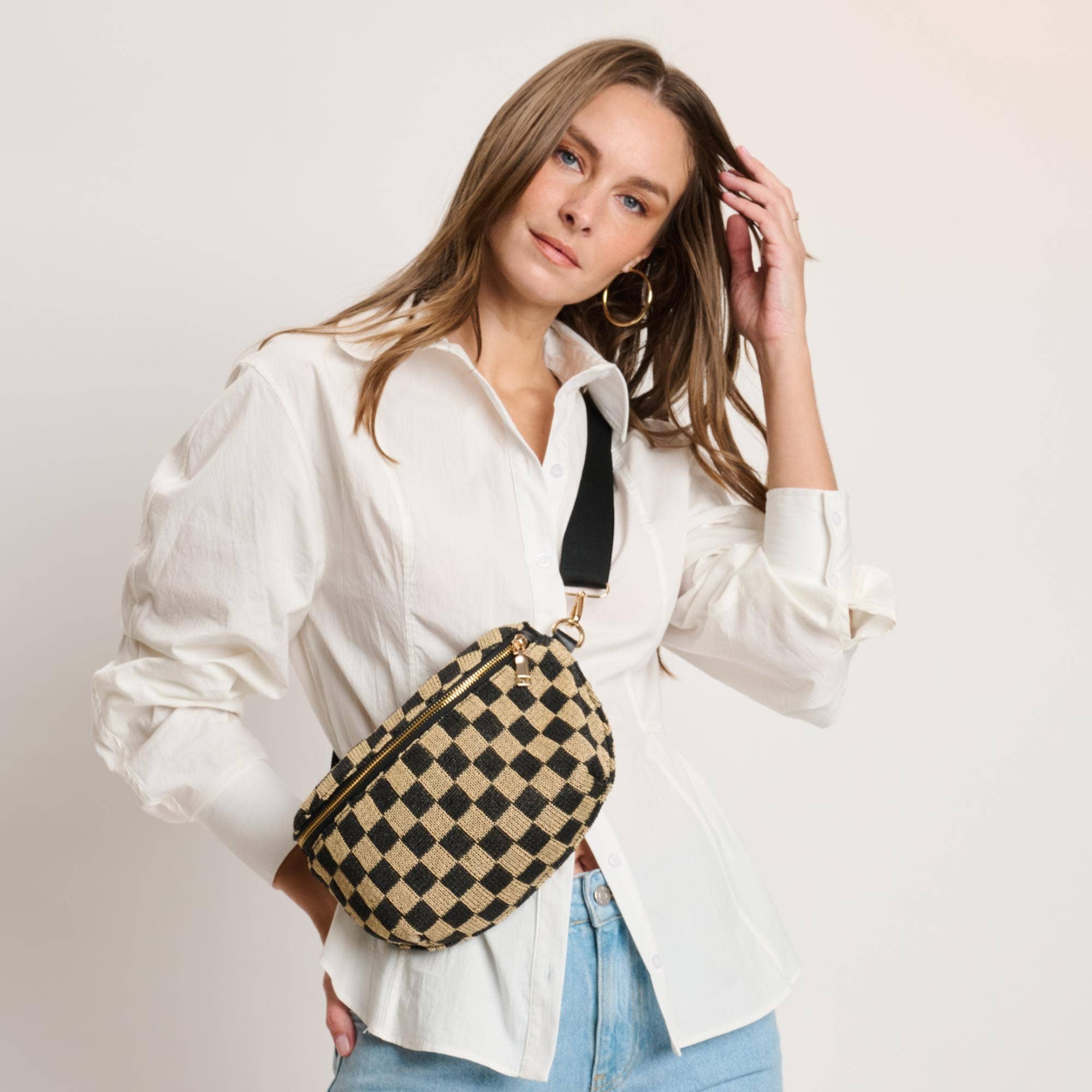 Gizelle Large Checker Belt Bag