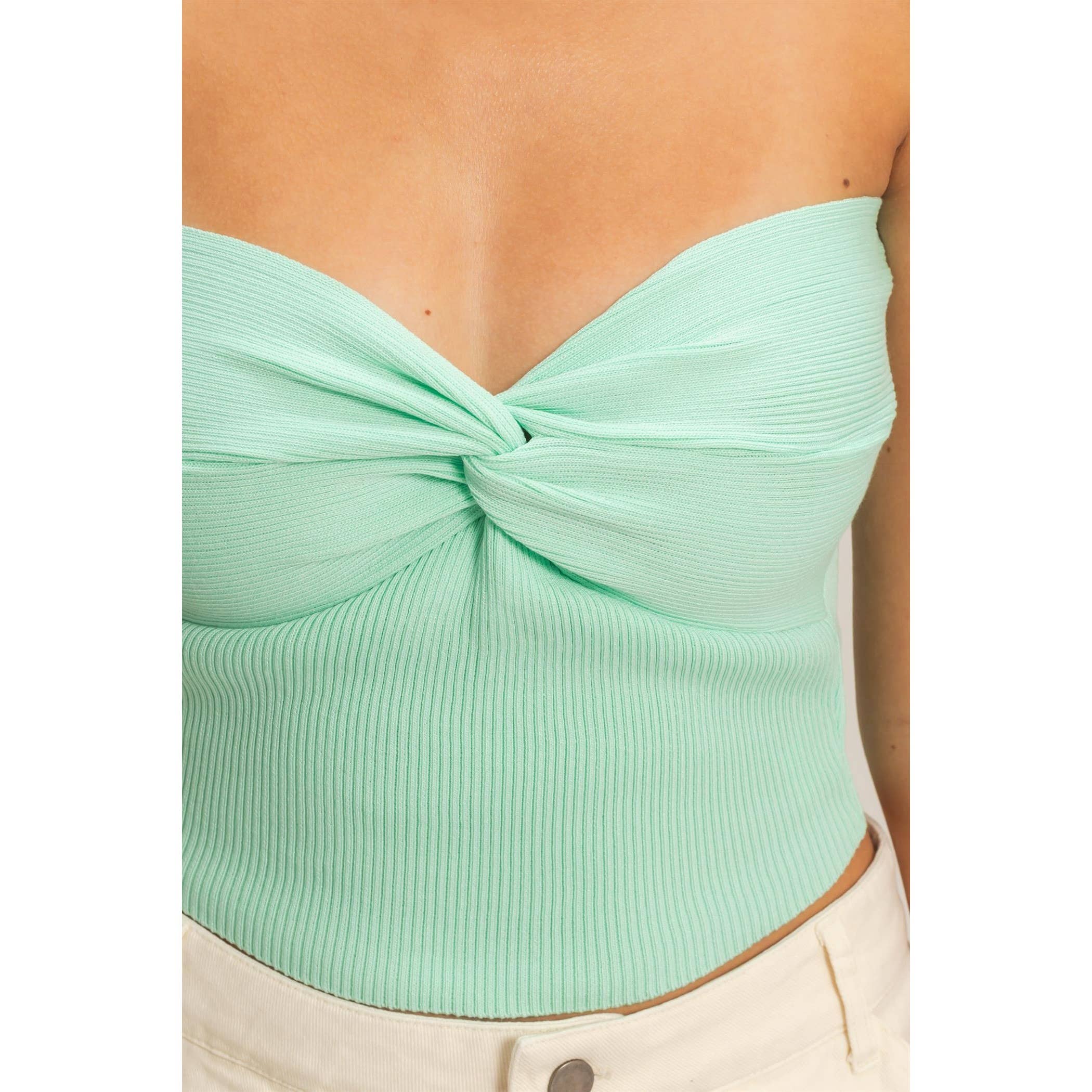 Ream Ribbed Knot Bustier Top