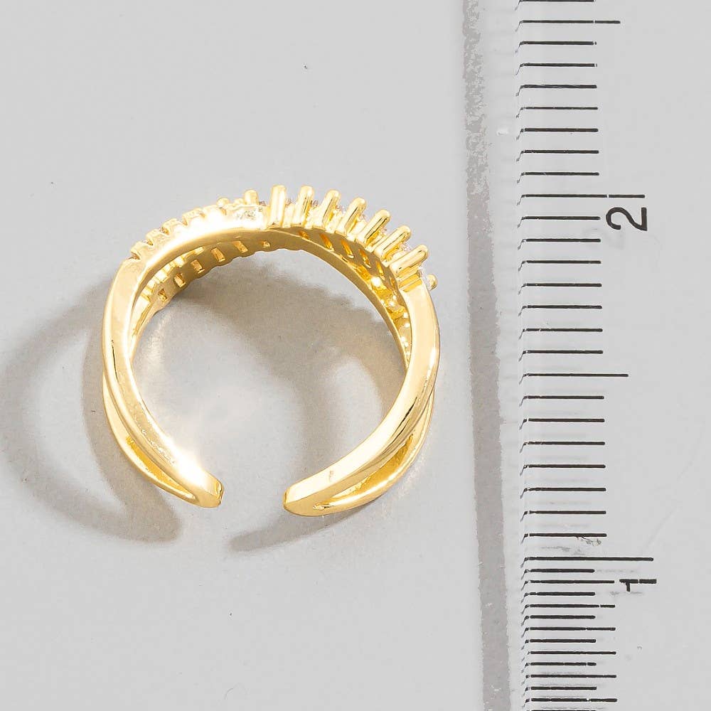 Cz Baguette X Adjustable Ring